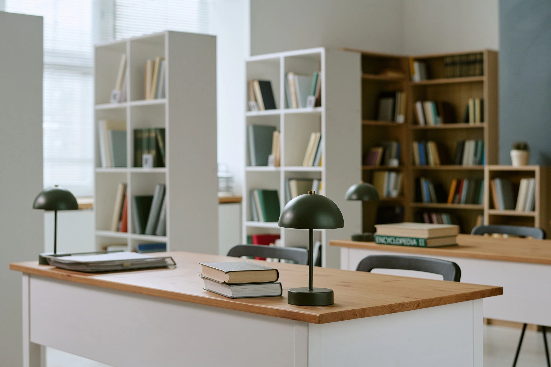 Library study area representing academic research
