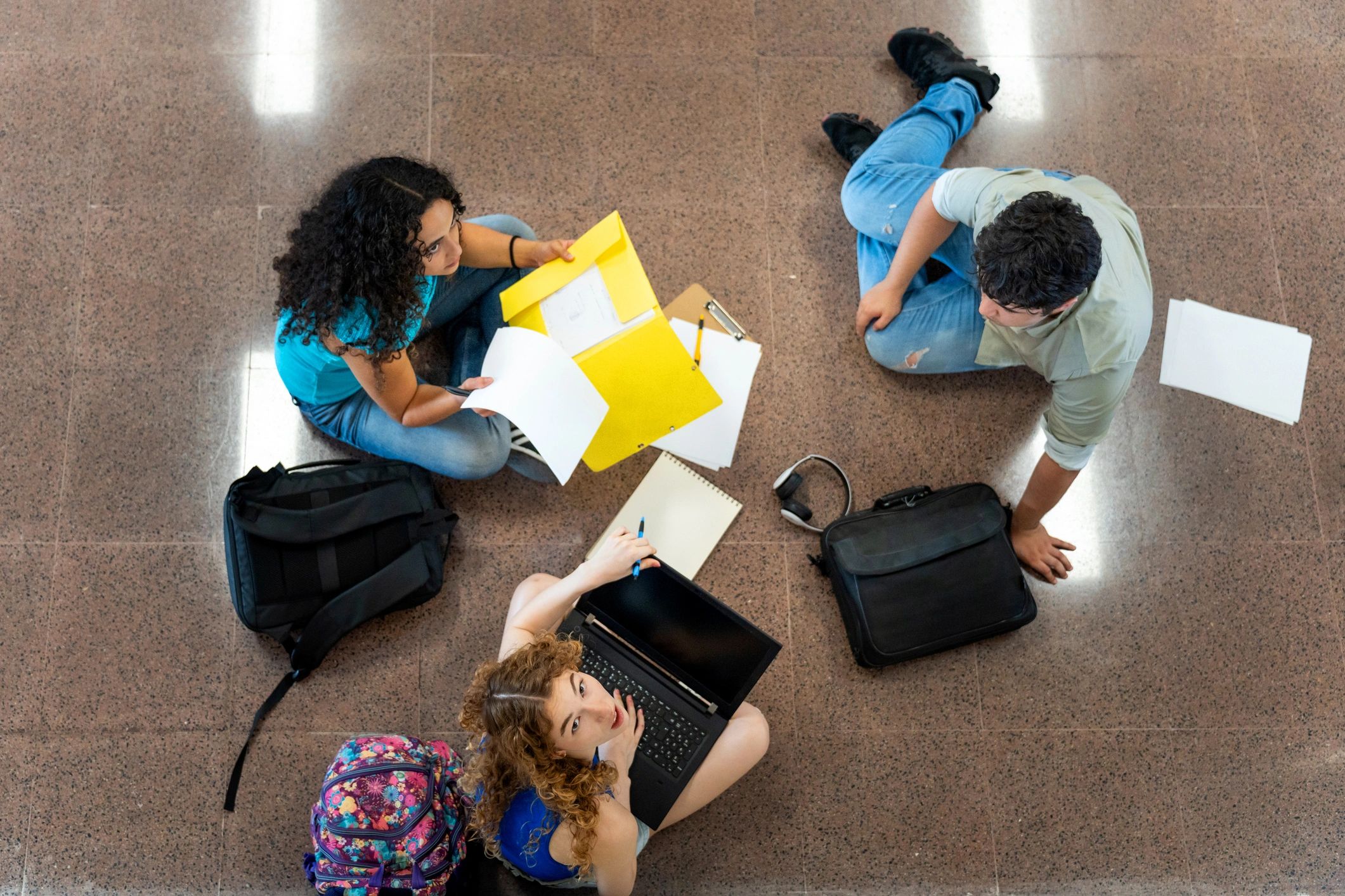 University students collaborating on campus